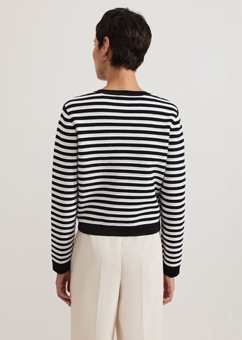 Phase Eight Evie Stripe Knitwear Black/White USA | 1746823-ZG